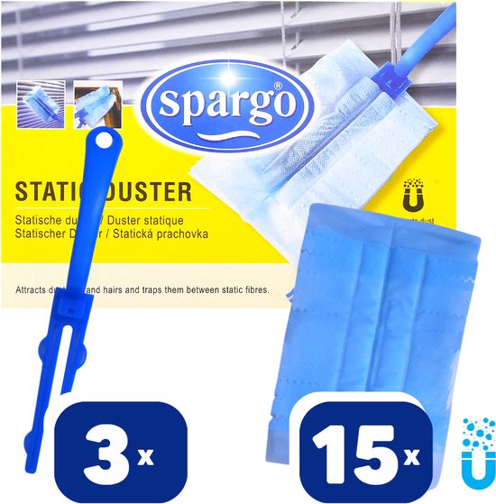Spargo Static Duster Effectively Remove Dust & Dirt Discount Bundle 15 Wipes & 3 Holders