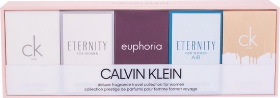Calvin Klein Ck One     33 Oz Mini Edt Ck One    16 Oz Mini Edp In Eternity for Women    13 Oz Mini Edp In Euphoria    16 Oz Mini Edp In Eternity Air    33 Oz Mini Edt In Ck One Gold for Women Gift Set