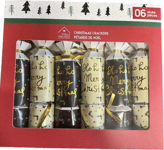 Kerst Crackers - Christmascrackers - Kerst Musthave - Kerstmis - Kerstdecoratie - Zwart/Goud/Geel - Set van 6