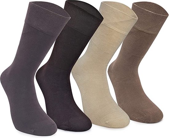 Bamboe Sokken, Heren, Business & Vrije Tijd, 4 Paar, 43-46, Bruin